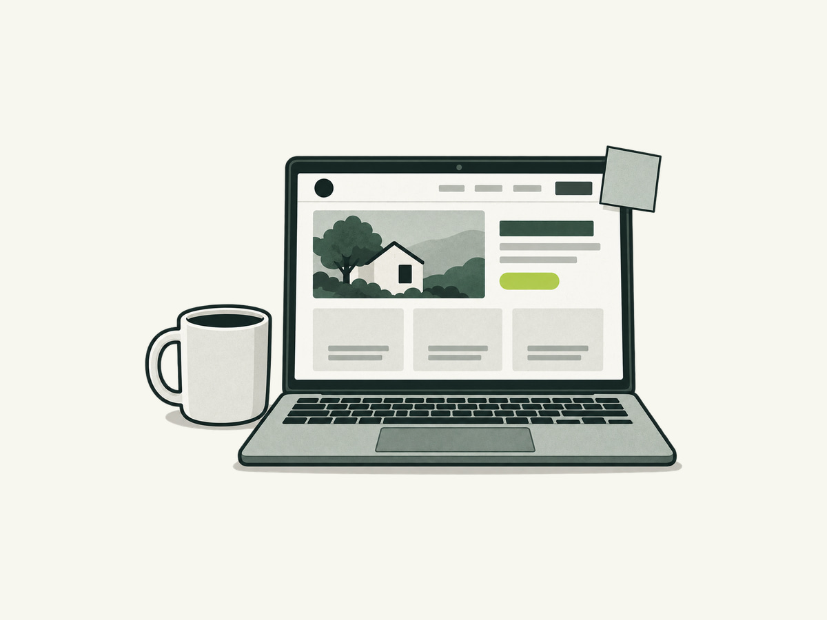 Illustration of a draft business website on a laptop.