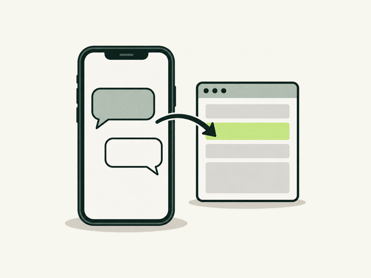 Illustration of a chat message changing a highlighted website row.